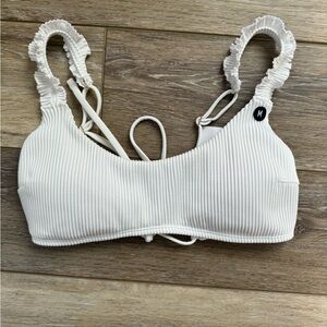 NWT Hollister White Ribbed Swim Top